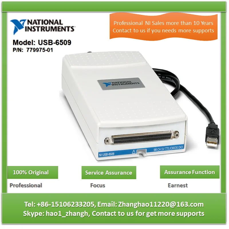 

NI USB-6509 779975-01 96-Chanel, 5V, TTL/CMOS,24MA, USB Digital I/O Device