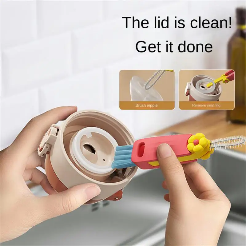 

All-around Multifunctional Petal Three-in-one Cup Lid Brush Bottle Mouth Cup Brush Mini Creative Cleaning Brush Tool