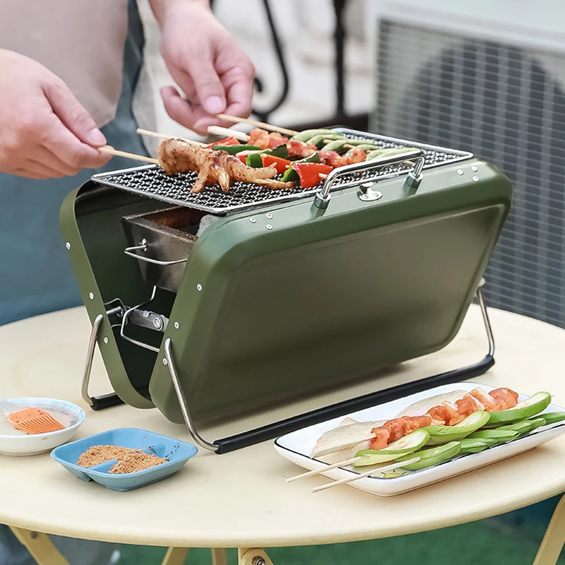

Portable Barbecue Stove Outdoor BBQ Grill Patio Folding Charcoal Barbecue Cooking Grill Camping Picnic Accessorie For 2-3 People