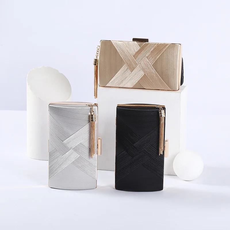 

Fashion Women Evening Bag Silky Satin Woven Tassel Clutch Purse Bridal Wedding Party Handbags Cocktail Bag Chain Shoulder Bag