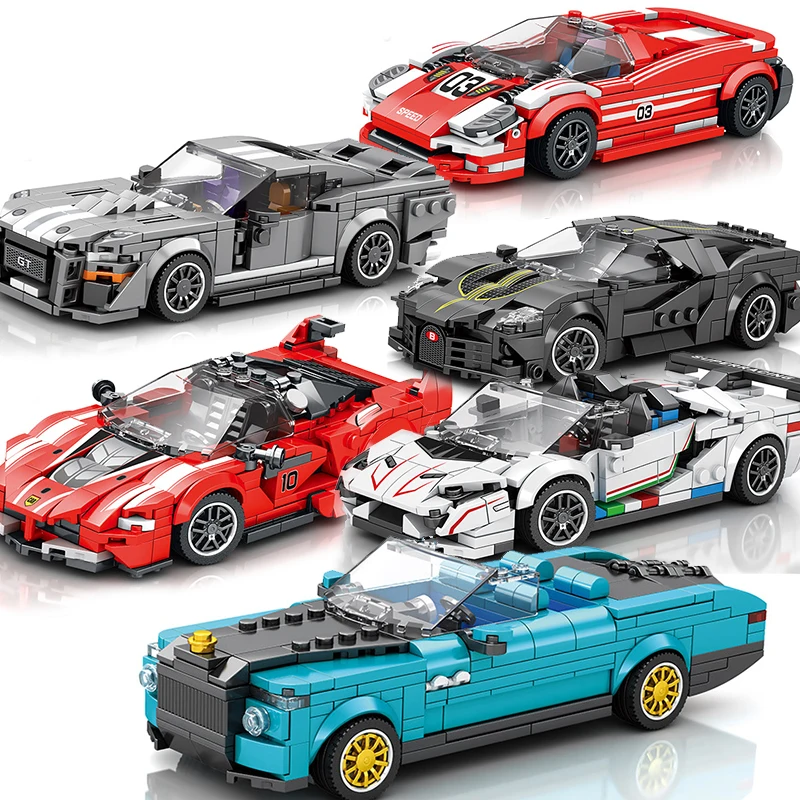 

2023 City Technical Car Speed Champion Sports Racing Car Vehicle Racer Moc Building Blocks Educational Toys