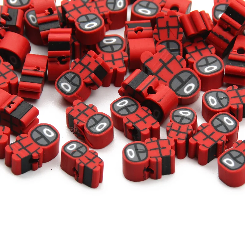 

Красные Мультяшные бусины из полимерной глины для изготовления украшений, браслетов, ожерелий, аксессуаров «сделай сам», 20-100 шт., 6x10 мм