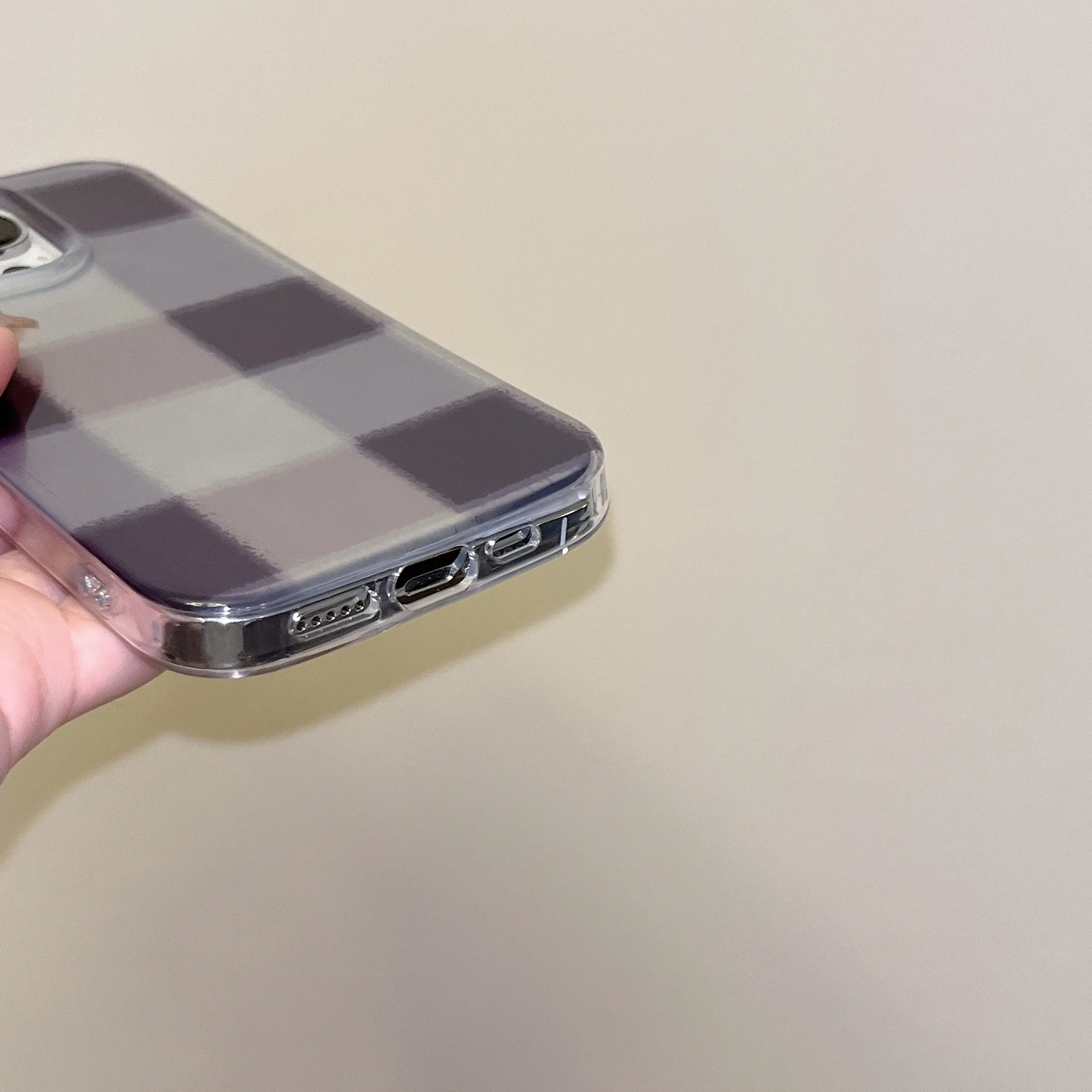 Korean INS Electroplated Vintage Checkers Dual-layer Chic Phone Case for iPhone 16 15 14 13 Pro Max Back Cover Capa