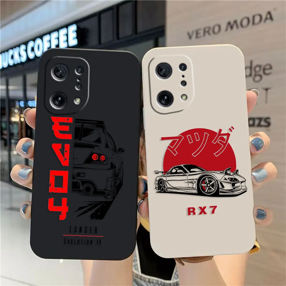 

Case For OPPO FIND X5 X3 X2 REALME 4 6 7 Lite 5Z 5F 7Z 4G 5G PRO Simple Liquid Silicone Case Japanese Toyo Sports Car God Of War