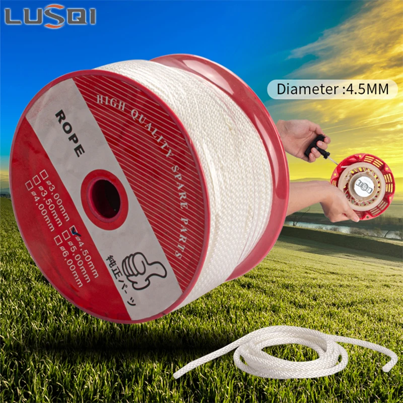 LUSQI 4.5mm*100m Pull Cord Replacement Recoil Starter Rope Lawn Mower Chainsaw Water Pump Generator Recoil Starter Handle Line enlarge