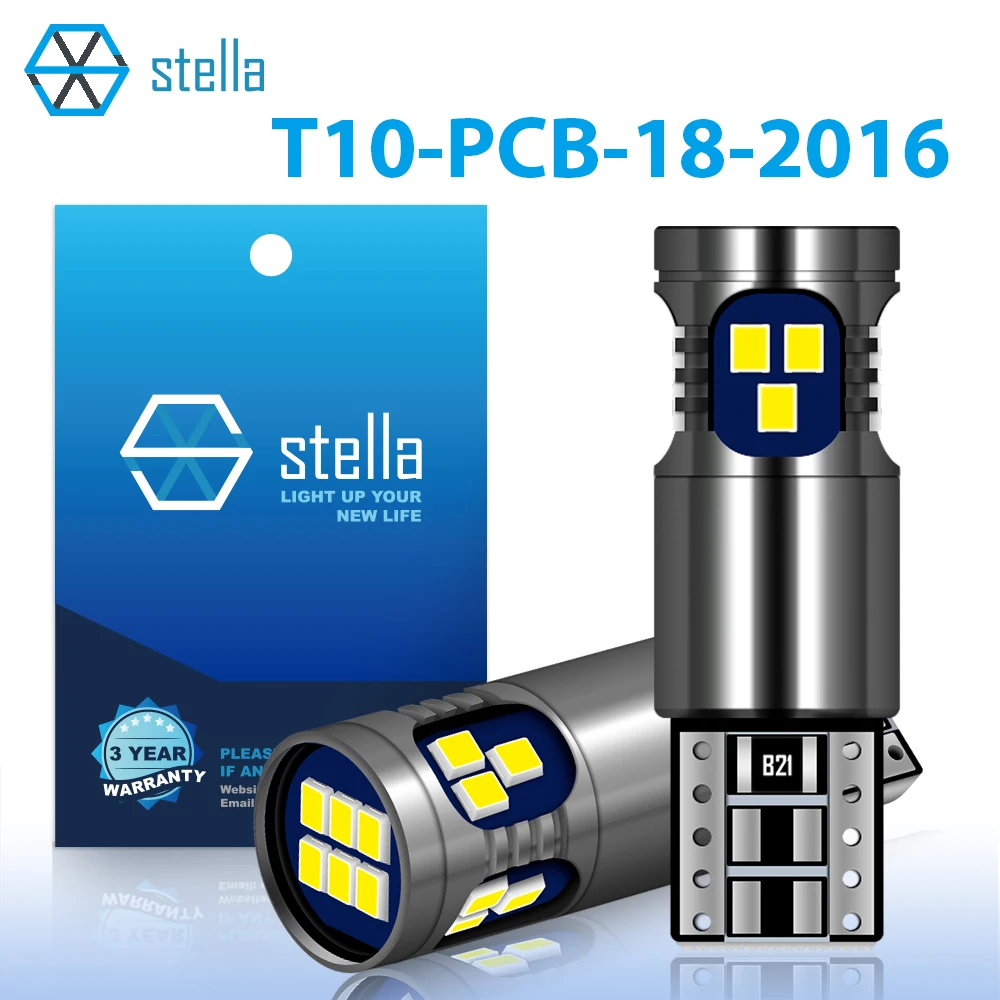 

Stella 2 шт. светодиодный T10 W5W супер яркая лампа Canbus 18 SMD 2016 чип-светильник для автомобиля/грузовика 12/24 В стоп-сигнал 168 192 194 501