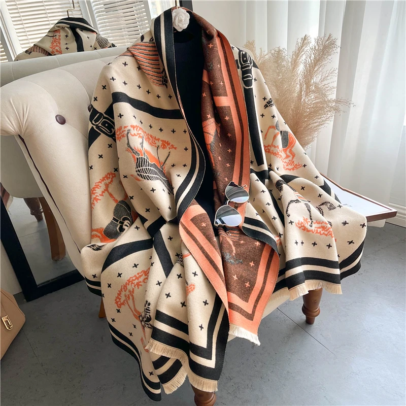 

Warm Blanket Pashmina Scarf For Women Luxury Winter Thick Shawl Wraps Cashmere Poncho Lady Bufanda Ehcarpe Bandana Stole Foulard