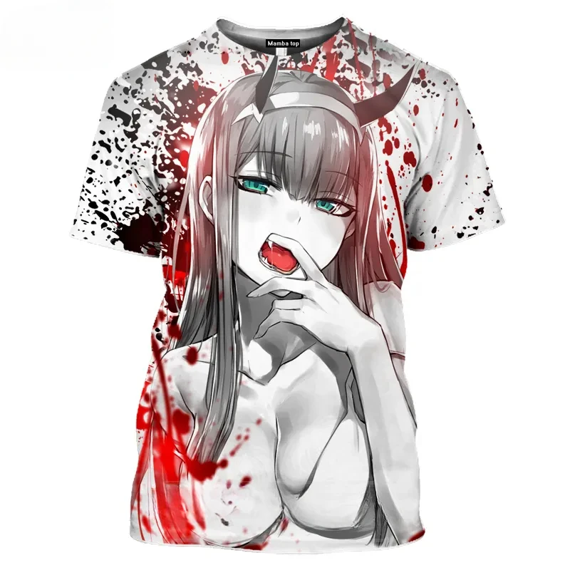 

Anime T-shirt 3D Hentai Sexy Lolita Anime Darling in France T-shirt Men's Bikini Holiday T-shirt Old school ladies street wear