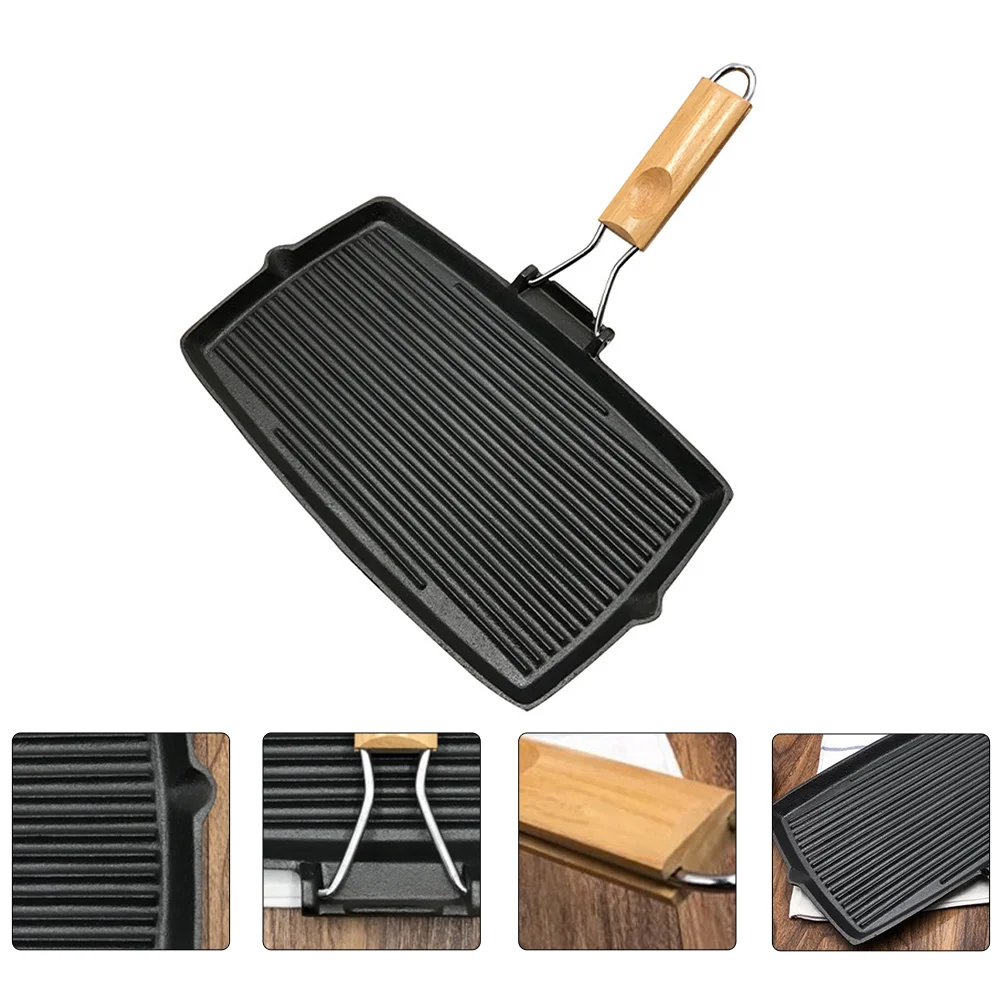

1Pc Frying Pan Kitchen Cooking Pan Durable Steak Cooking Pan (Black)