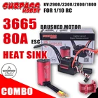 Surpass Hobby KK бесщеточный мотор 3665 Водонепроницаемый ESC 2200 2600 3100 KV с 80A ESC тепла комбинированная раковина для 110 RC автомобиля Tamiya осевой вентилятор