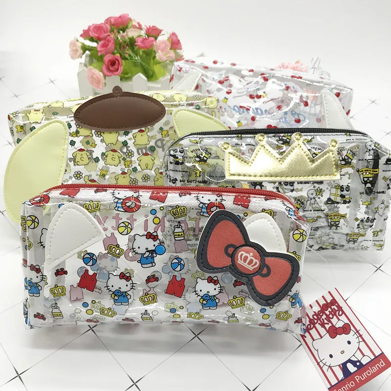 

Мультяшный аниме кавайная Мелодия Hellokitty Cinnamoroll прозрачный вместительный чехол для хранения канцелярская сумка