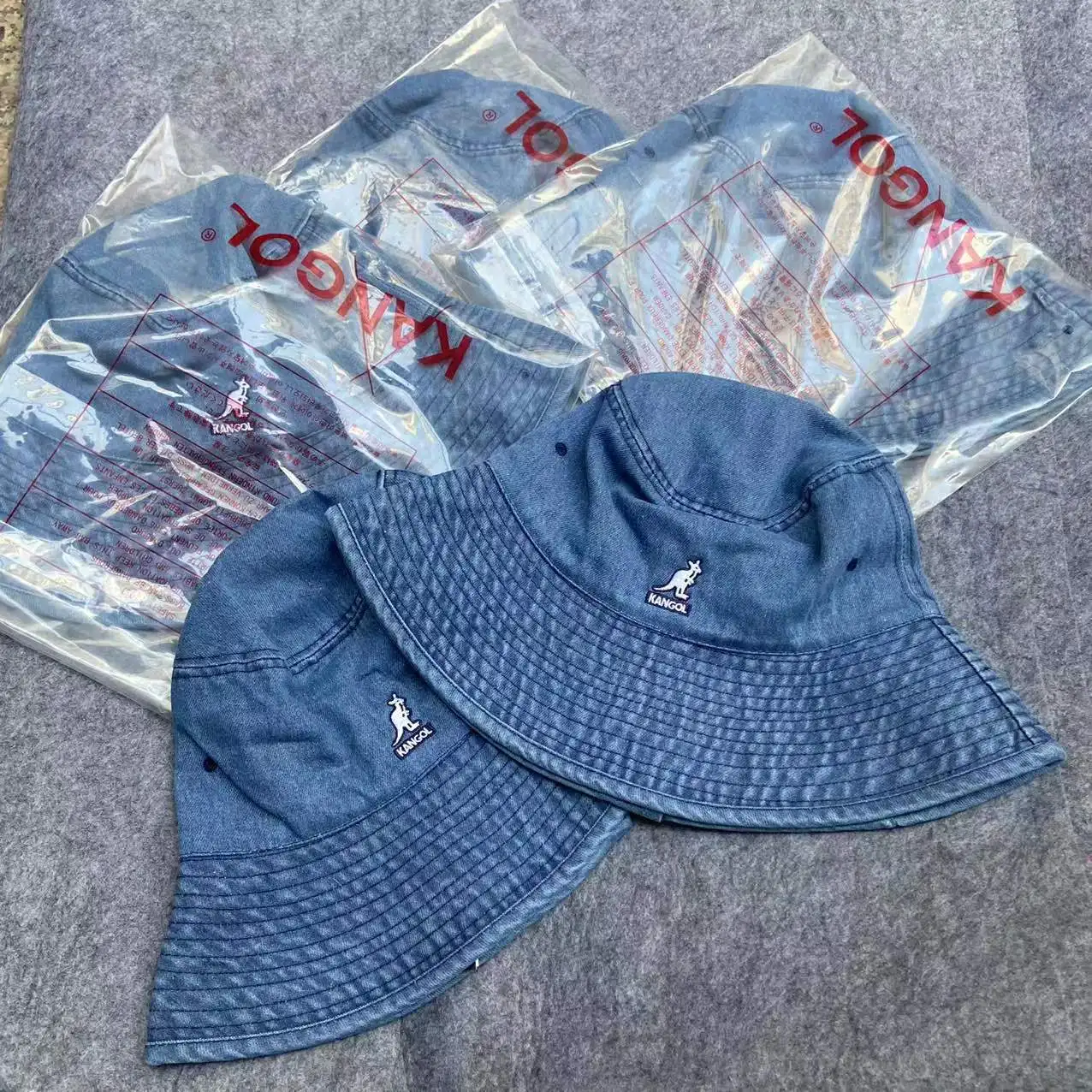 Панама Kangol джинсовая женская винтажная брендовая вареная Панама-кенгуру с