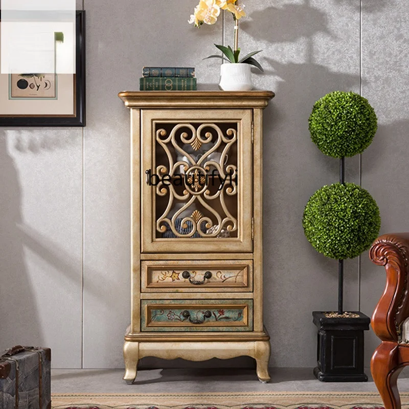 

Шкаф-сервант GY в американском стиле из массива дерева, окрашенный в стиле ретро, маленький винный шкаф, простой шкаф для хранения, угловой шкаф