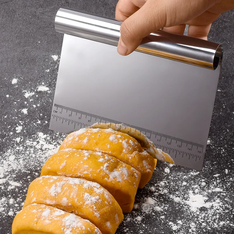 

Stainless Steel Dough Scraper Noodle Cutter Multifunction Pastry Cutter Cake Scraper With Scale Pizza Dough Cutter Baking Gadget