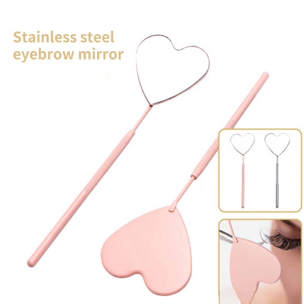 

Heart-shaped Grafted Eyelash Mirror Stainless Steel Handheld Large Eyelash Examination Mirror Eyelash Beauty Makeup Tool