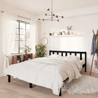 bed frame solid pinewood bed bedroom furniture black 160x200 cm