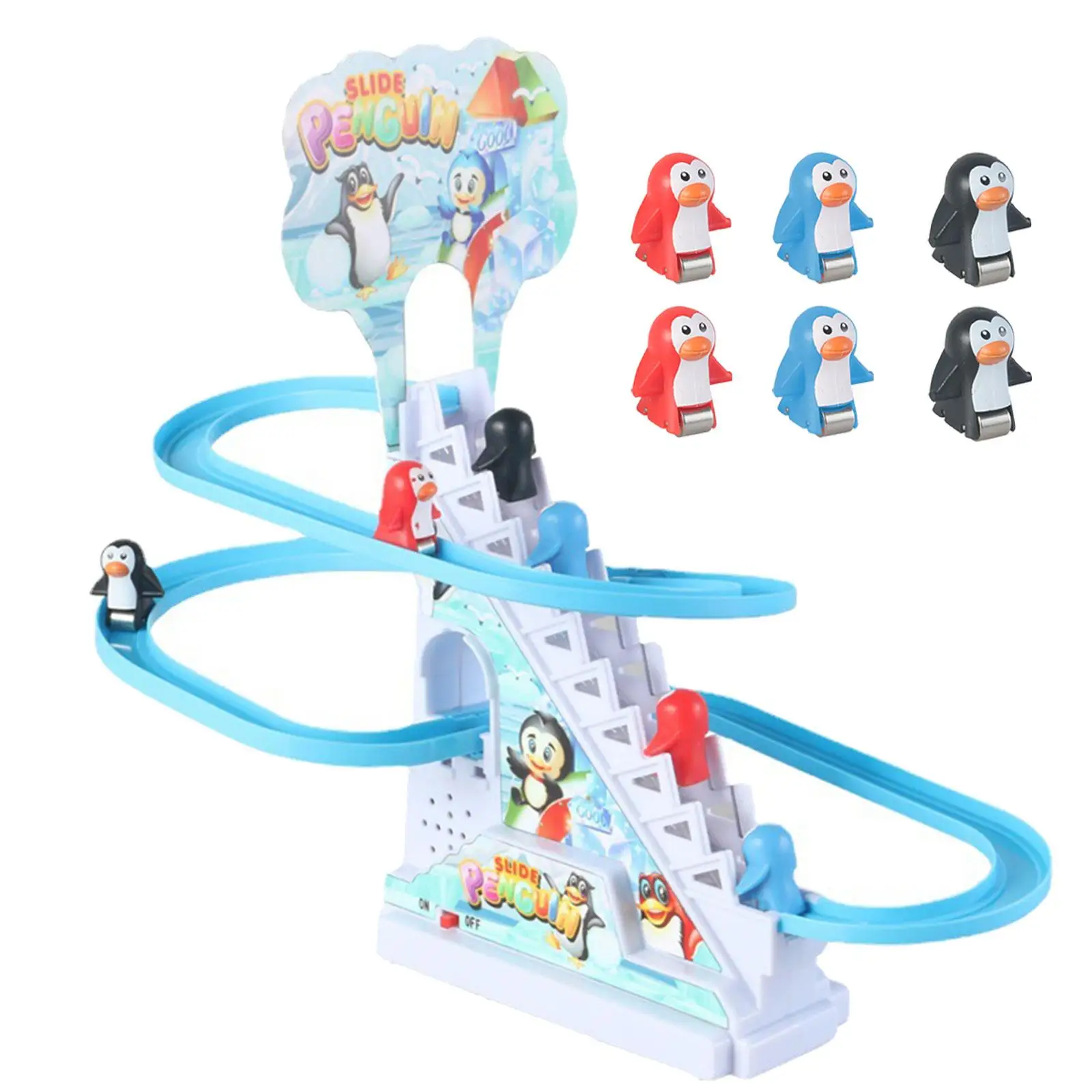 

Penguin Track Slide Toys with 12 Penguins Electric Race Track Game Small Penguin Toy stair for Toddlers Kids Children Gifts