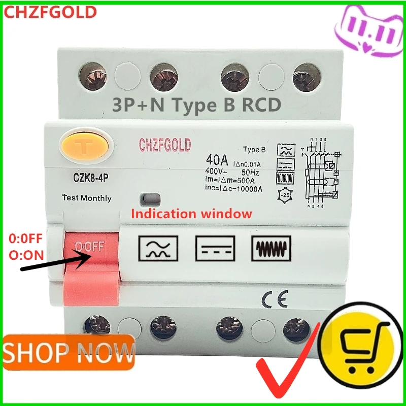 CHZFGOLD 63A 4P остаточный C63 63 ампер Mcb автоматический выключатель RCCB RCBO F360 MINI OEM Тип A B AC