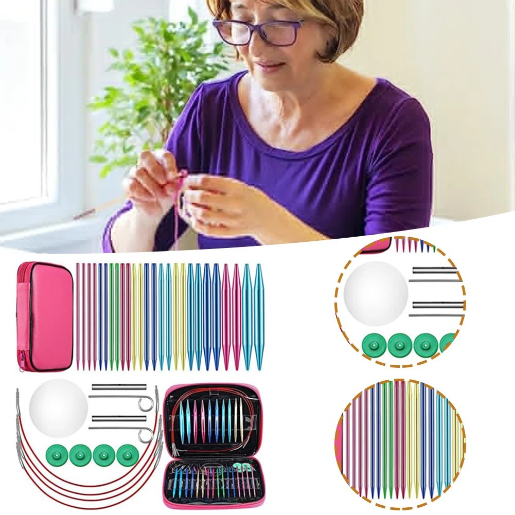 

Красочный набор круглых вязальных игл с 13 парами простой прочный крючком подарок на день рождения