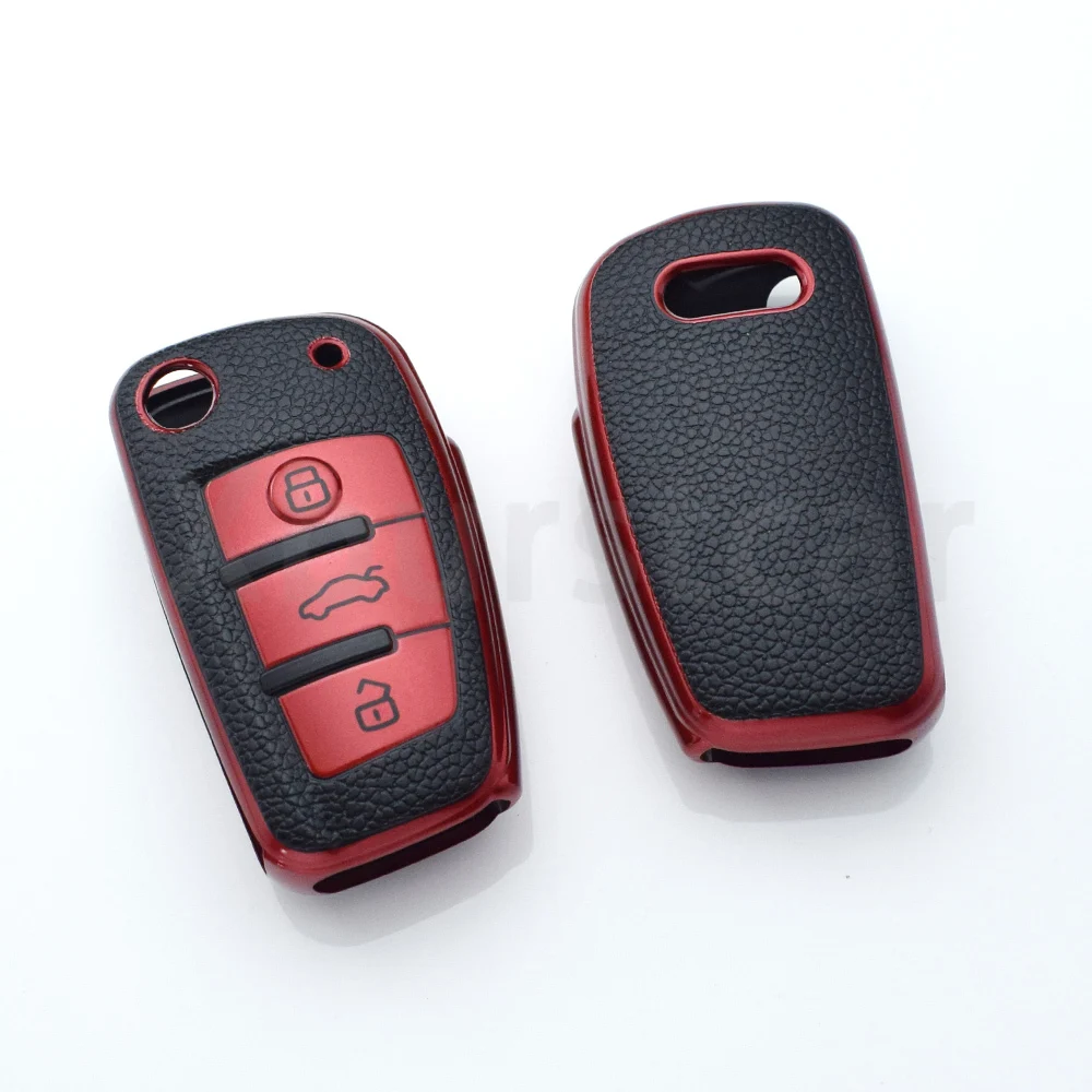 

3-кнопочный кожаный чехол из ТПУ для Audi Q3 Q5 Q7 Q8 TT S3 S4 S6 RS A1 A3 8P 8L A4 A5 B6 B7 A6 A7 C5 C6 4F, чехол для ключей от автомобиля, брелок