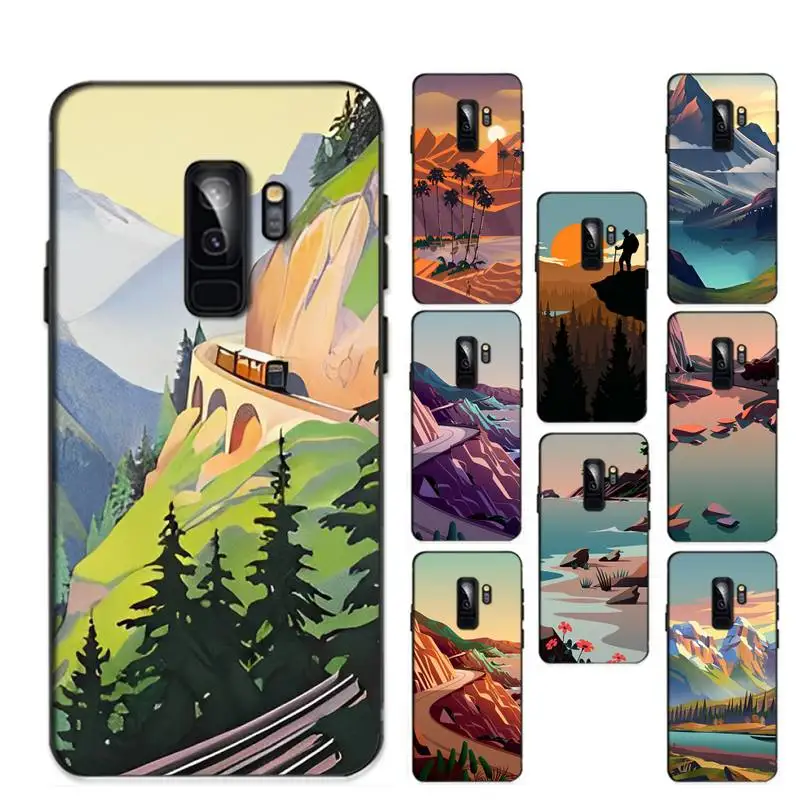 

Art Hand Painted Mountain Scenery Phone Case for Redmi 8 9 9A for Samsung J5 J6 Note9 for Huawei NOVA3E Mate20lite cover