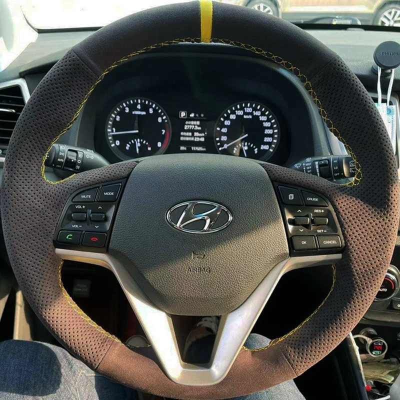 

Оплетка на руль автомобиля, под заказ, мягкая замша 100%, подходит для Hyundai Tucson 3 2015 2016 2017 2018 2019 2020, автомобильные аксессуары