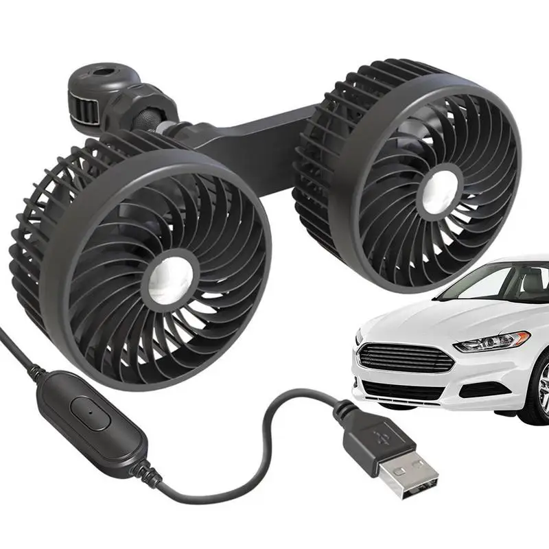 

Car Seat Back Cooling Fan USB Charge Dual Head Fan 360 Degree Rotation Auto Headrest Ventilation Fan Neck Cooler For Car Truck