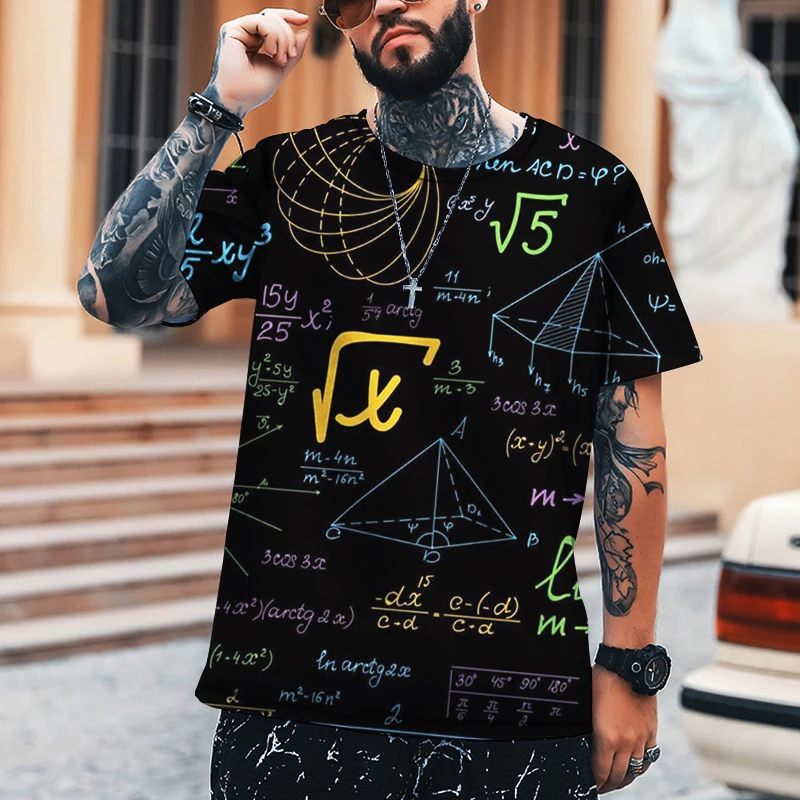 

Мужская рубашка 2023, модная новая одежда для математической формулы, модная повседневная футболка с 3D-принтом, мужской и женский топ с круглым вырезом