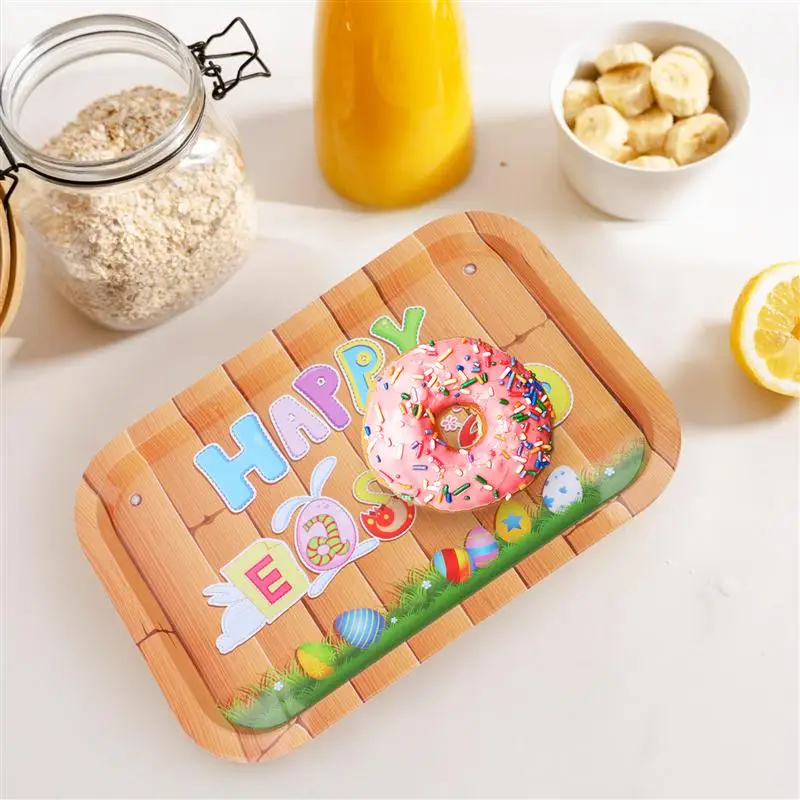 1pc Cartoon Fruit Plate Easter Rabbit Carrot Snack Tray Household Dessert Iron Serving Theme Metal Food |