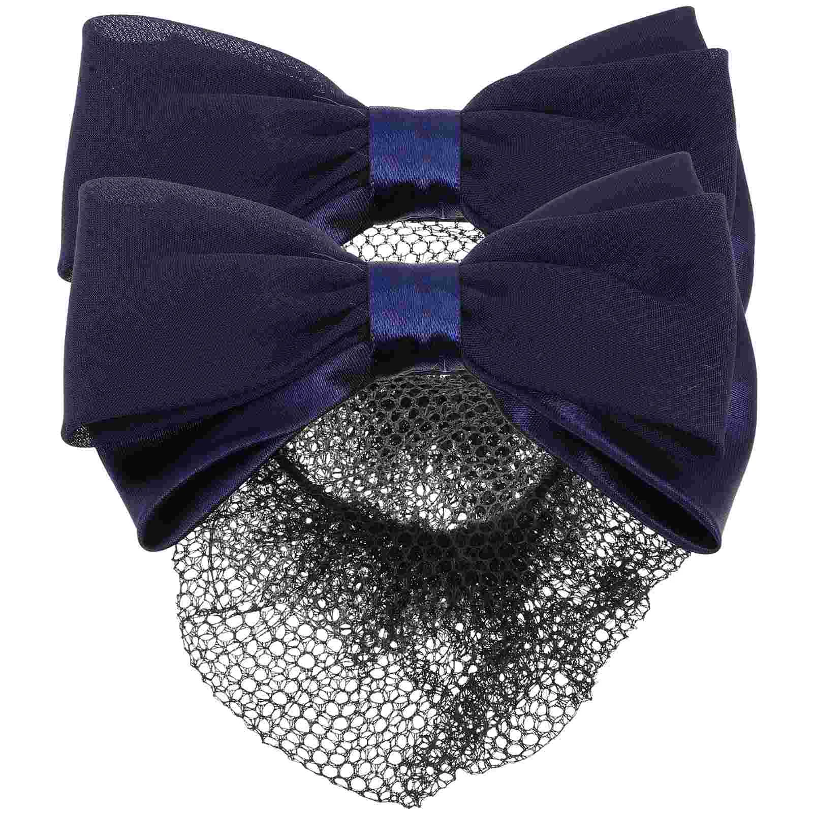 

2Pcs Hair Clip Barrette Hair Bun Cover Net Bowknot Hairnet Hair Decor for Women Girls