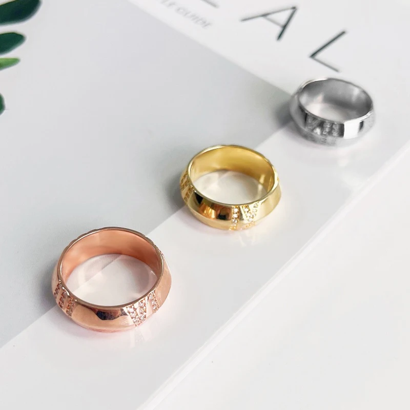 

s925 sterling silver luxury brand men's roman letter ring simple and generous party gift