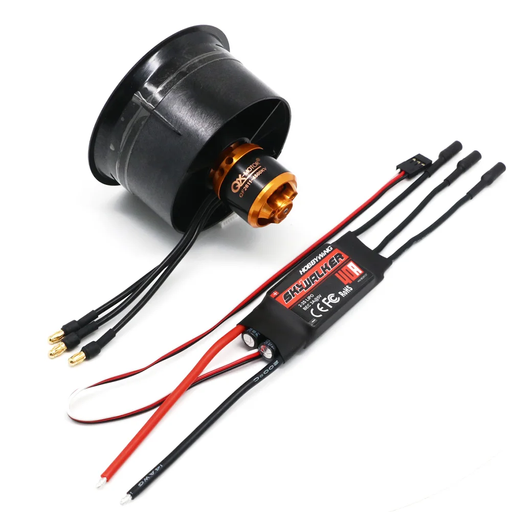 RC 64 мм 5-лопастной Outrunner EDF Ducted Fan 4500KV 320W бесщеточный двигатель с Skywalker 40A 2-4S ESC для деталей самолета