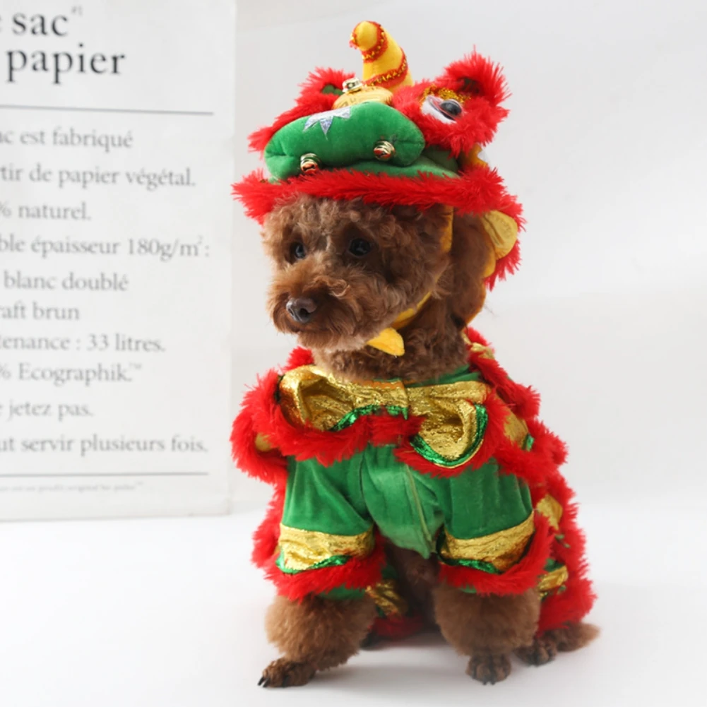 Cute Dance Lion Dragon Dog Costume With Sequins New Year Cat Dog Clothes Hoodies Festival Coat For Small Meduim Large Dogs