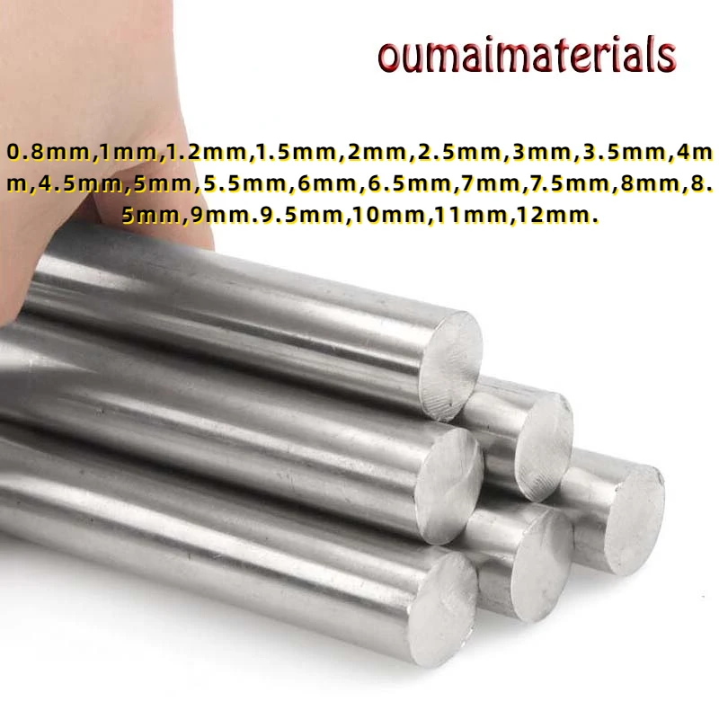 

304 Stainless Steel Rod 0.8mm 1mm 1.2mm 1.5mm 2mm 2.5mm 3mm 3.5mm4mm 4.5mm 5-12mm Linear Shaft Metric Round Rod 100mm Long