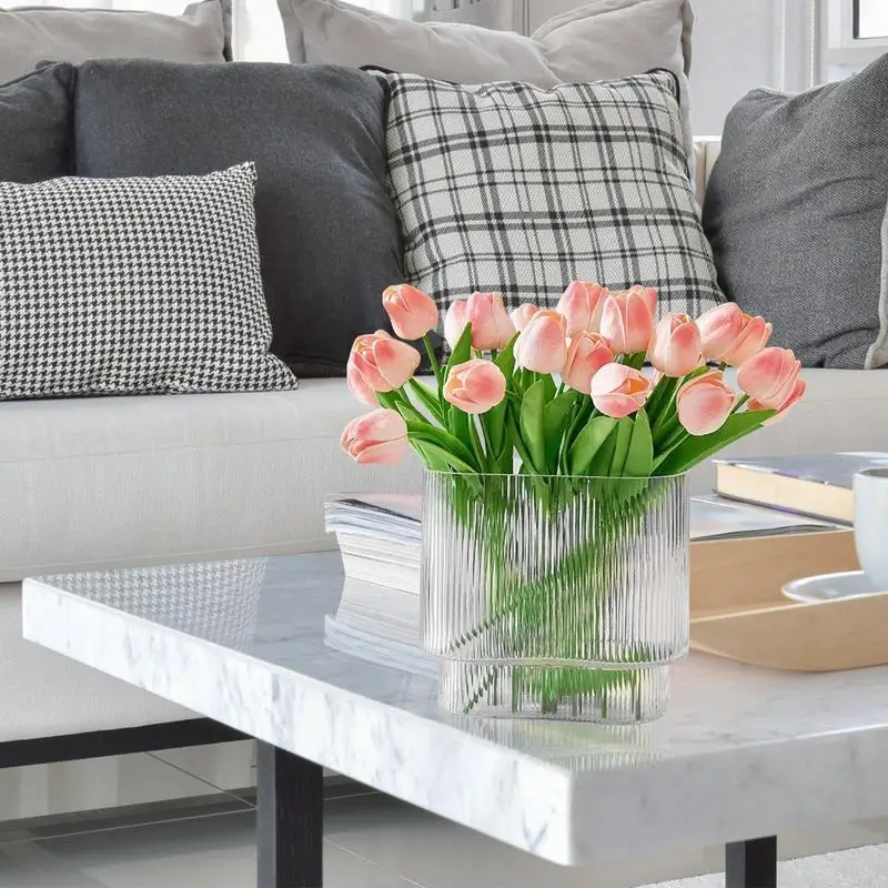 

Modern Decorative Clear Flower Vase Household Decorative Transparent Flower Vase Handy White Plant Holding Vase For Home Decor