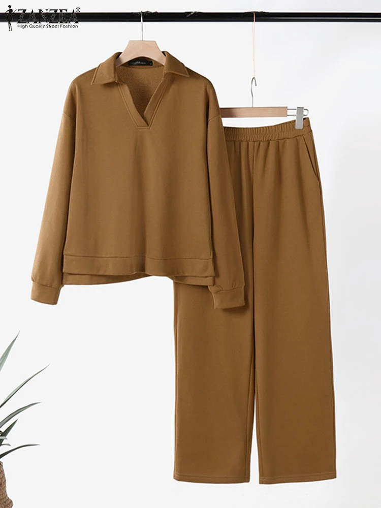 2024 ZANZEA осенний женский костюм-свитшот комплект из 2 предметов наряд повседневные