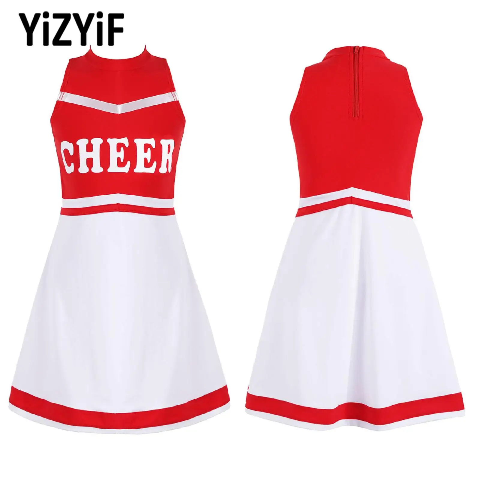 

Girls Cheerleading Uniforms Mini Tennis Dresses High Waist Sleeveless Casual Dress Kids Sports Golf Badminton Dress Sportswear