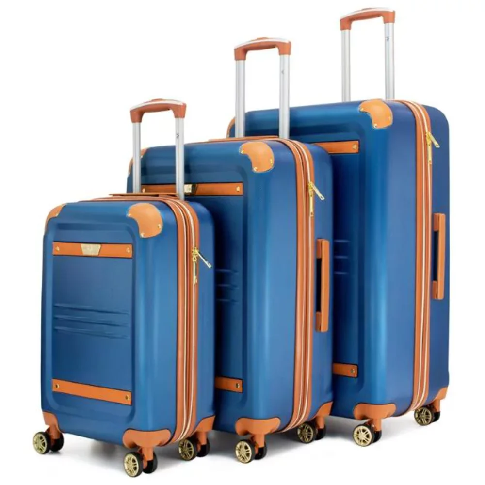 

19V69 ITALIA Vintage 3 Piece Expandable Spinner Luggage Set (Blue)