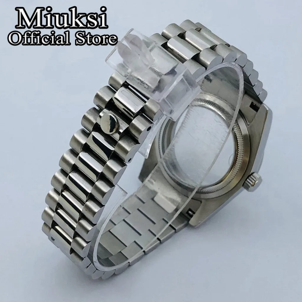 Серебряный корпус часов Miuksi 36 мм/40 мм сапфировое стекло безель с драгоценными