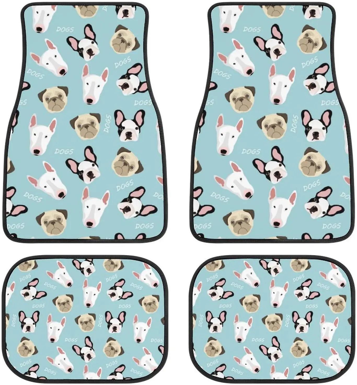 

Pug Breed French Bulldog Bull Terrier 4 Piece Car Floor Mats Foot Pad Protection Carpets Universal Interior Accessories