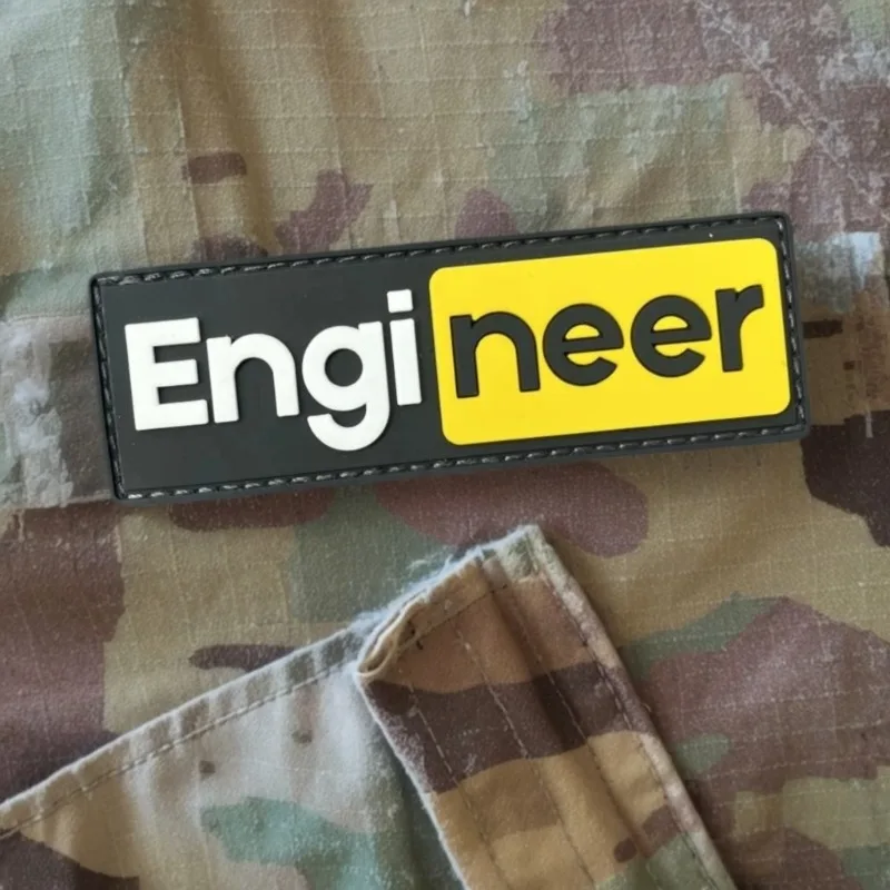 Фото Тактическая нашивка из ПВХ «Engineer», эмблема на липучке, военный значок боевой повязки, наклейки на рюкзак №4