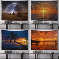 wall hanging tapestry sunset dusk bedroom renovation starry city tapestry decor aesthetic living room apartment decoration