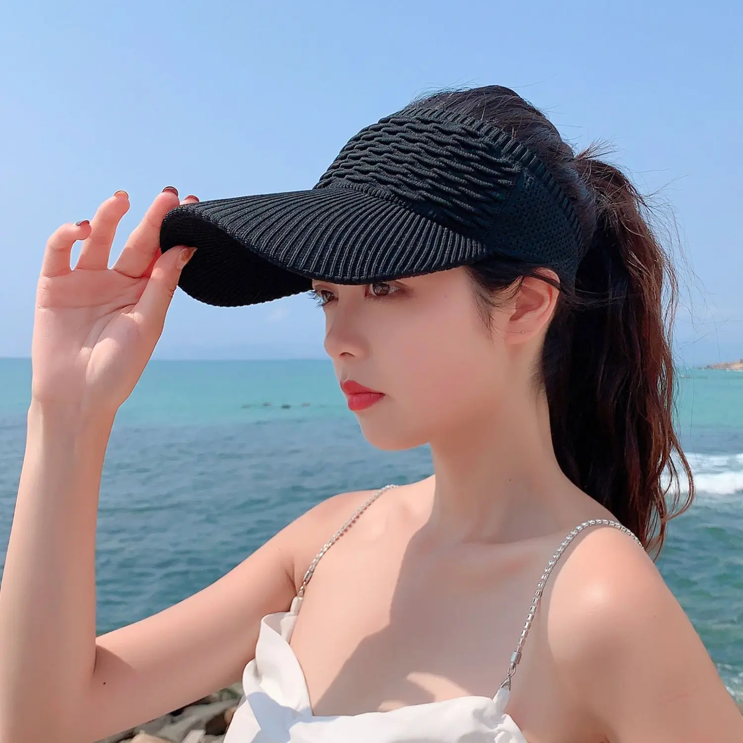 

Summer Women Sports Travel Anti-UV Visor Cap Empty Top Hat Sun Hat Baseball Hat