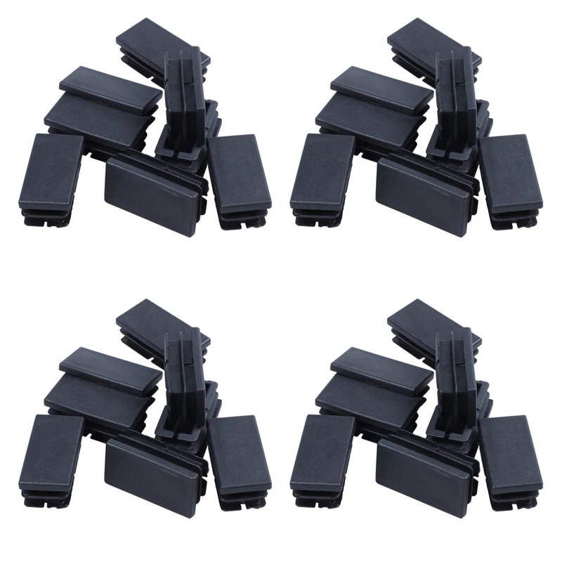 

32 Pcs Black Plastic Rectangular Blanking End Caps Inserts 20Mm X 40Mm