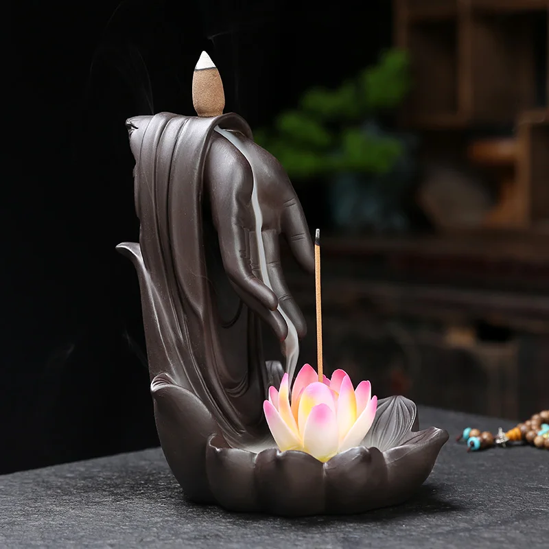 

Lotus Candle Holder Mosquito Coil Backflow Incense Burner Buddha Water Fountain Zen Garden Kadzidlo Japanese Room Decor Z6