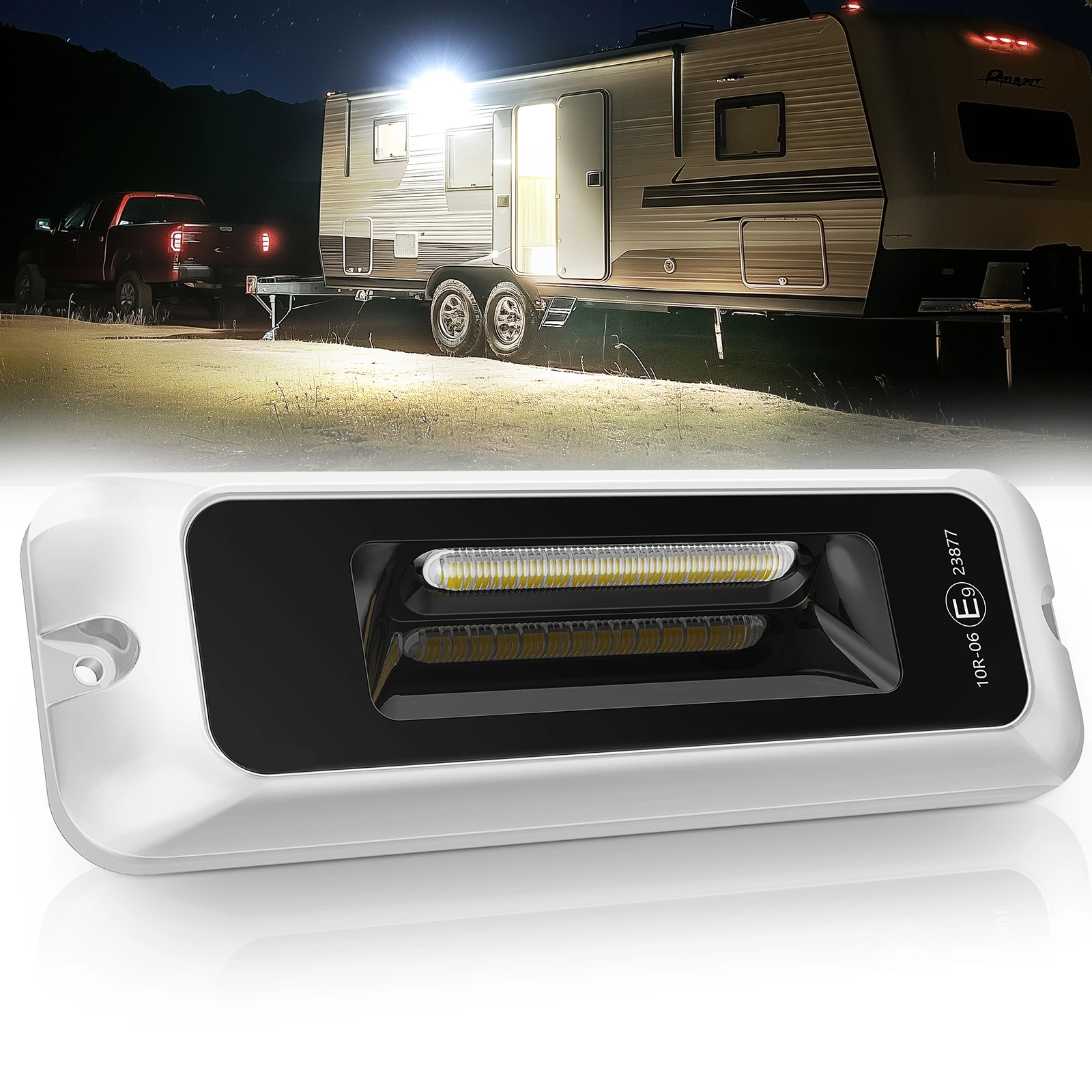 

MICTUNING 6-дюймовый внешний светильник для крыльца на колесах, белый, 6000 К, 1200 люмен, уличный IP68, водонепроницаемый алюминий для сада, кемпера, прицепа, грузовика