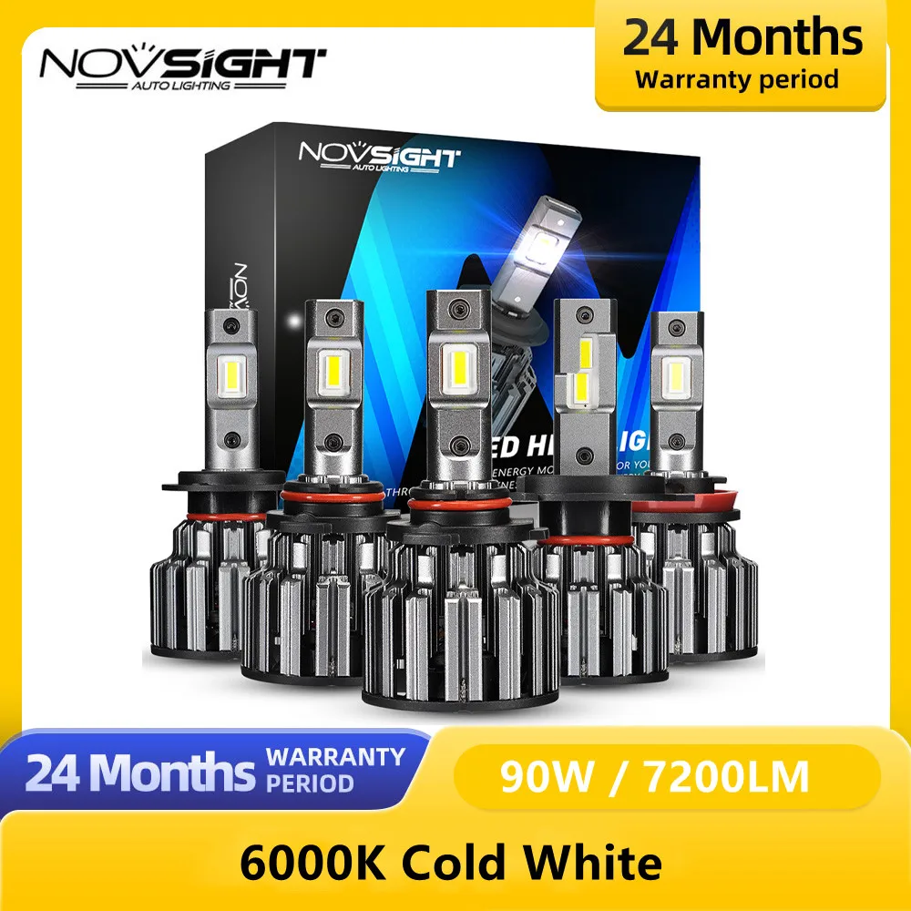 NOVSIGHT H4 LED Headlight H7 LED Lights For Car LED H11 9005 9006 HB3 HB4 90W 7200LM 6000K 12V LED Auto Headlamp Fog Light Bulbs