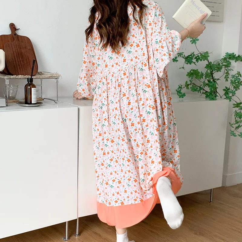 Summer Girls' Sweet and Lovely Short Sleeved Pajamas Women Loose Oversized Nightgown Household Clothes Popular Cute Sleep Dress