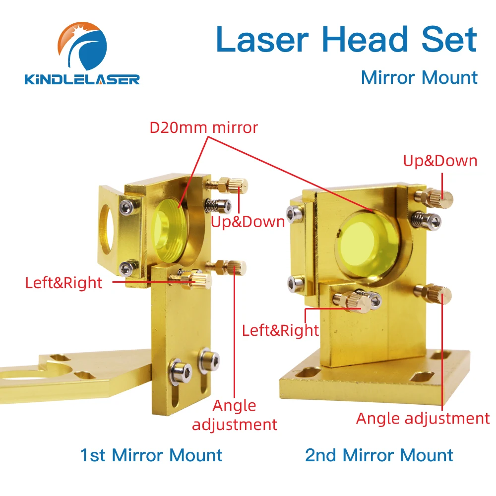 KINDLELASER K Series CO2 Laser Head Set ZNSE Lens Dia.12/18/20mm Si Mirror Dia 20mm for K40 Laser Engraving Cutting Machine enlarge