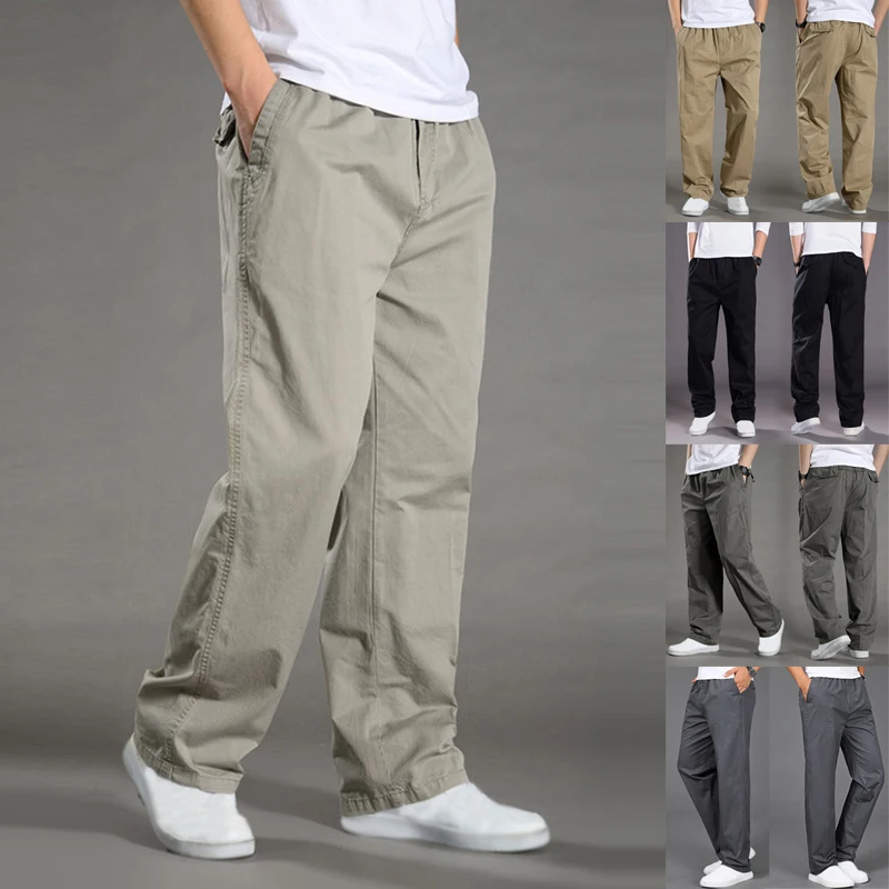 

New Casual Pants Men Loose Cargo Pants Trousers Overalls Straight Joggers Plus Size Training Sweatpants Large Size Pants